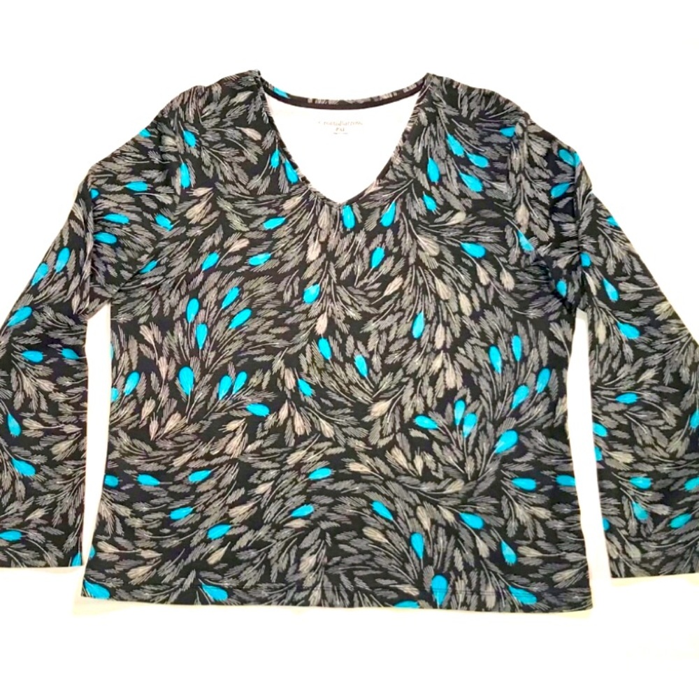 Croft & Barrow Petite extra large black peacock feathered top